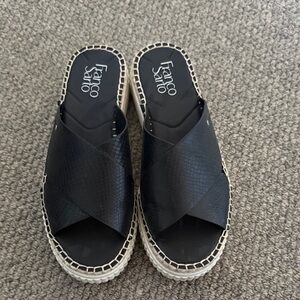 Franco Sarto Black Espadrille Slides